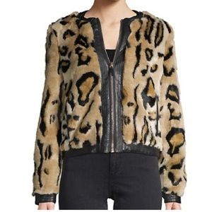 Karl Lagerfeld faux fur and leather coat